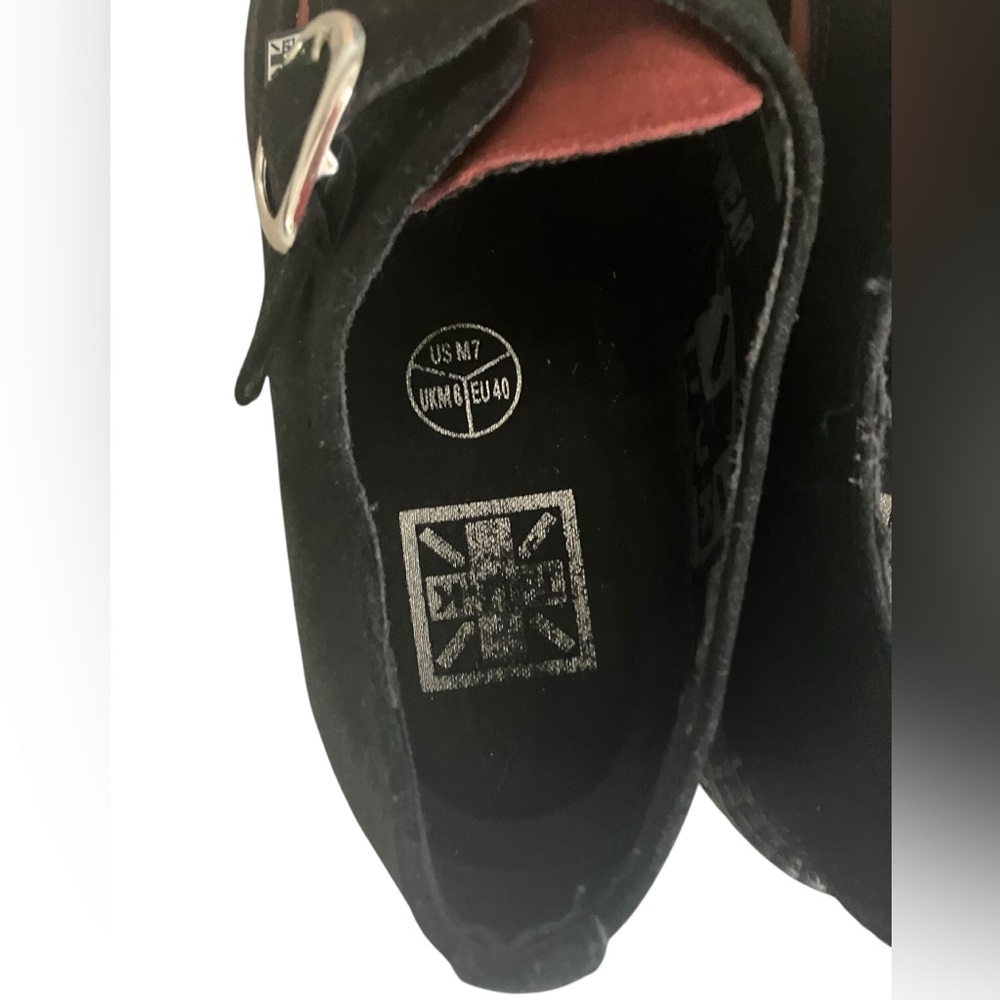 Tuk Black & Burgundy Suede Pointed Buckle Creeper Women’s 9 Men’s 7 Style A9592 - Picture 12 of 16